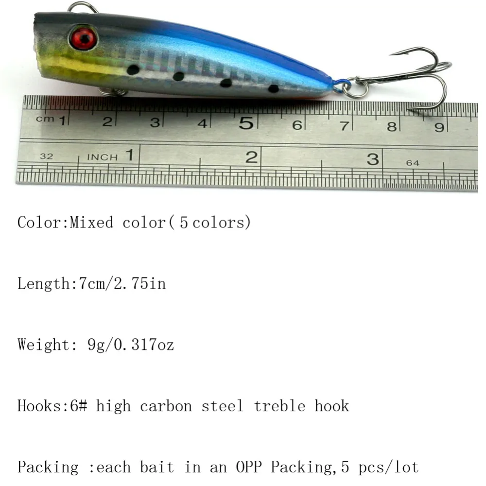 INFOF Popper Lure señuelo flotante con anzuelo triple de acero - imagen 3