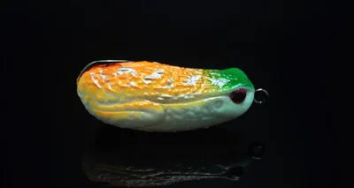 Señuelo rana de un solo gancho - hierba, cabeza serpiente negra 50mm