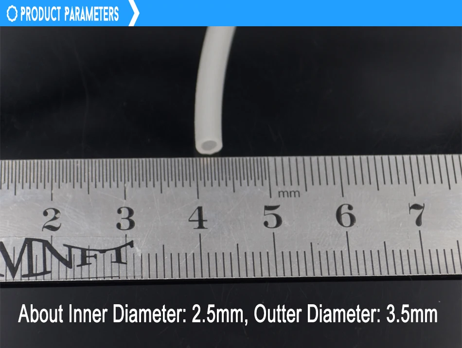 Detalle de dimensiones del tubo de silicona