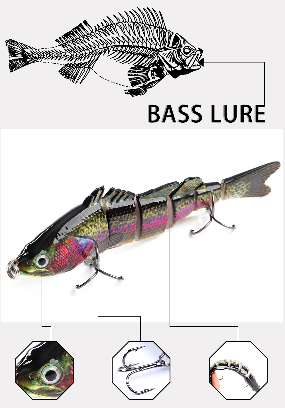 Señuelo duro multiarticulado para pesca depredadores