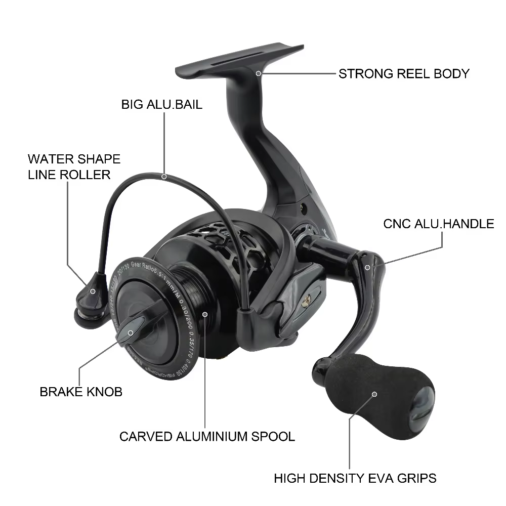 Carrete Spinning Fishdrops 12 Rodamientos para Pesca en Agua Salada - imagen 2
