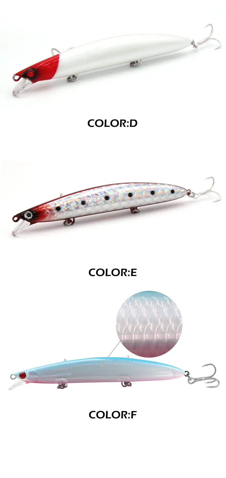 Señuelo Minnow con acabado y pliegues realistas