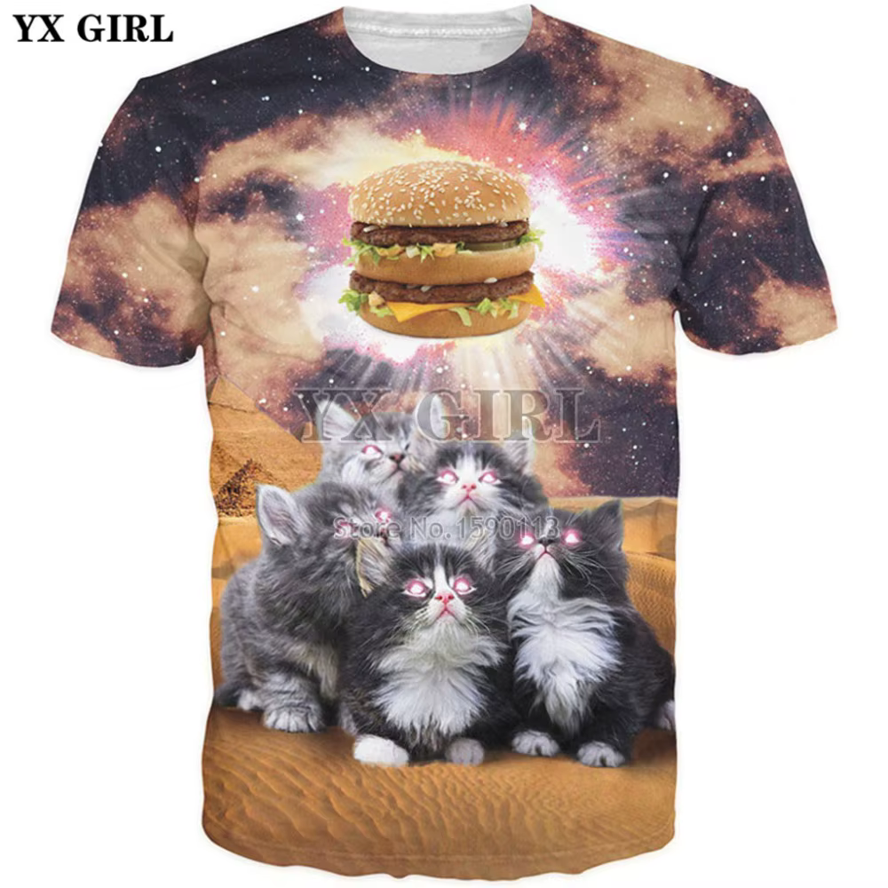 Camiseta estampado 3D gato YX GIRL – Meow Star Cat hip hop