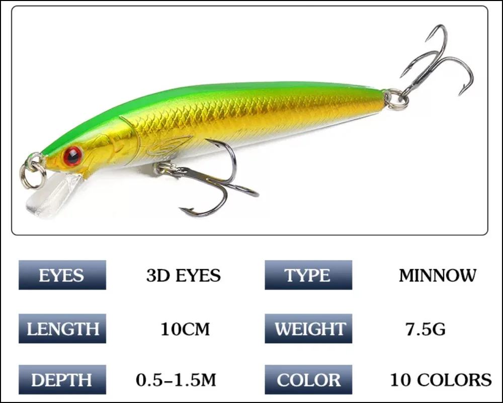 Señuelo de pesca KMRESA con acabado láser y ojo 3D