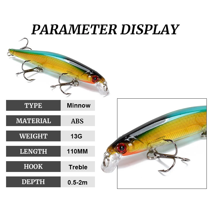 Wobbler Carp con Ojos 3D y 3 Anzuelos – 11cm 13g - imagen 5