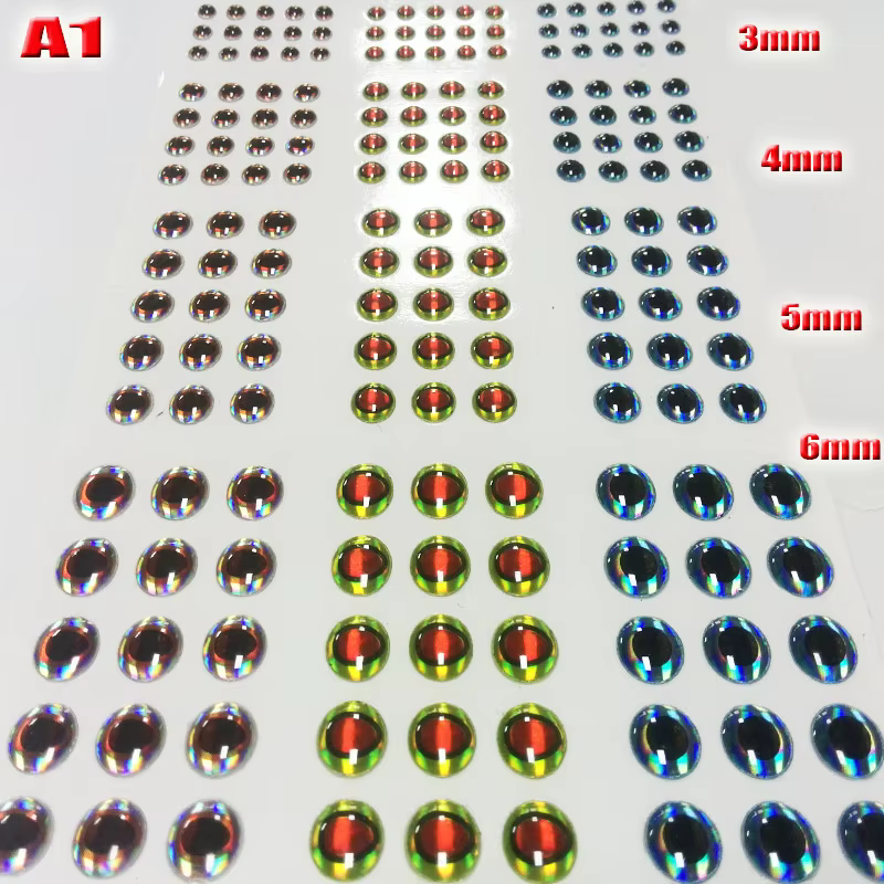 Ojos 3D adhesivos para señuelos A1A2A3A4 – Alta calidad