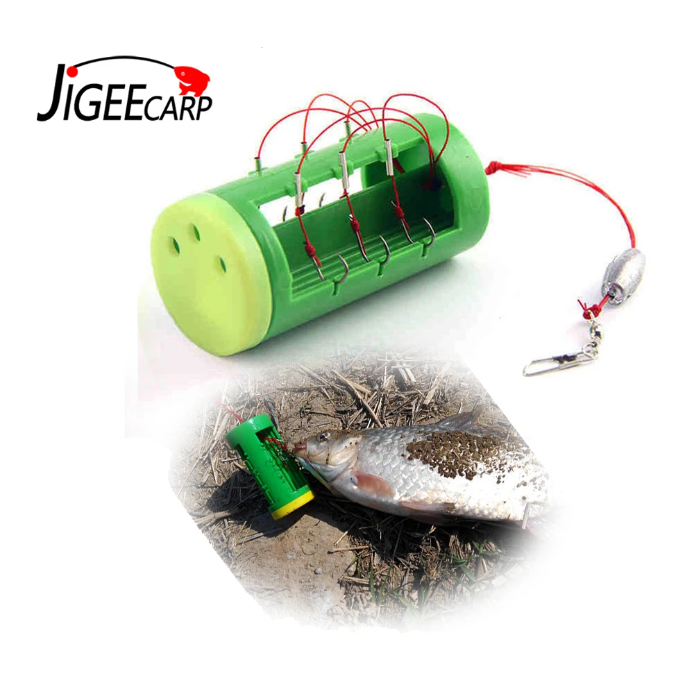 Anzuelos feeder para carpa JIGEECARP con jaula para cebo