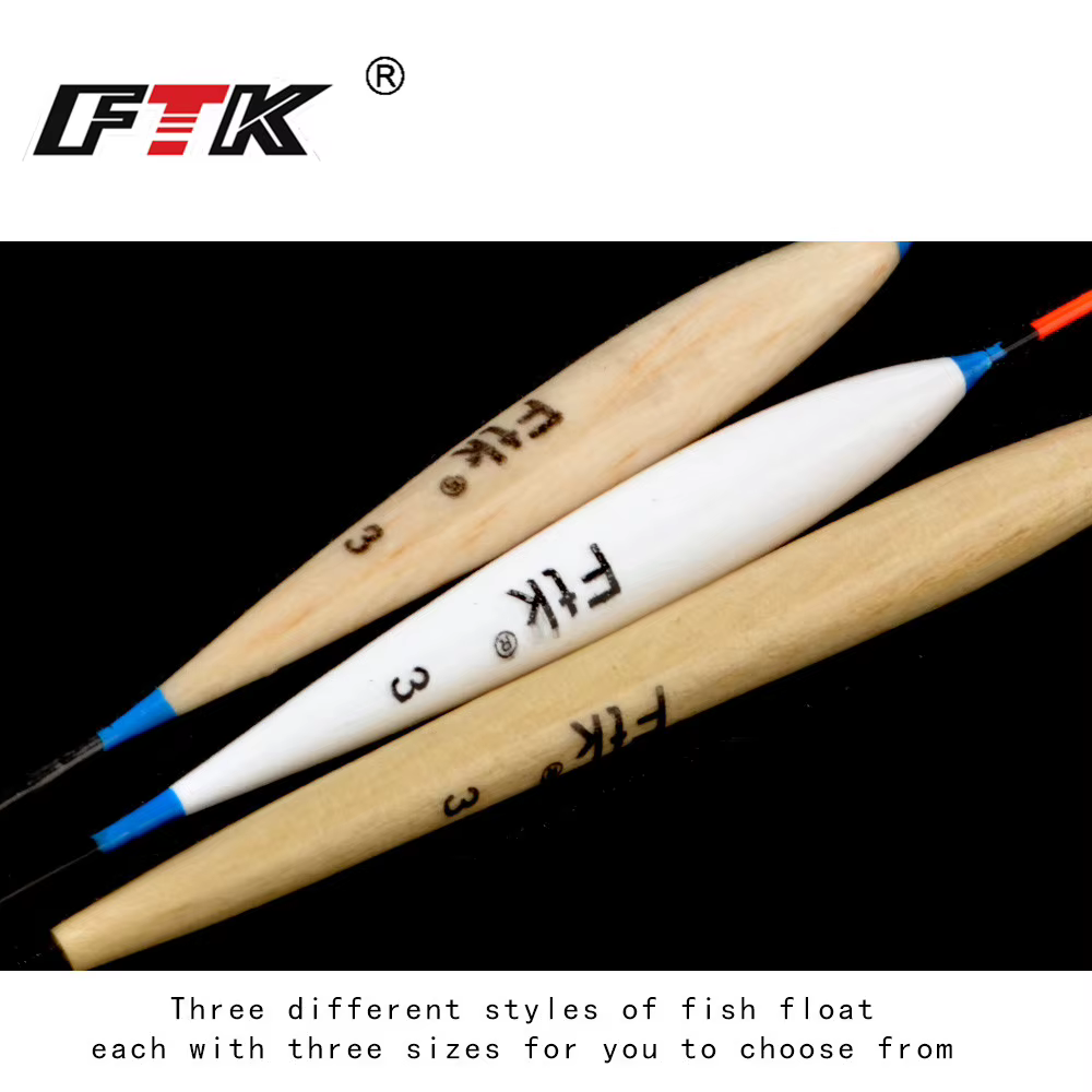 FTK Flotadores de Pesca - Set de 3, Madera Abeto Barguzinsky, Variados - imagen 2