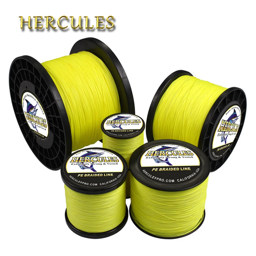 Hércules hilo trenzado 8 hebras amarillo fluorescente para pesca