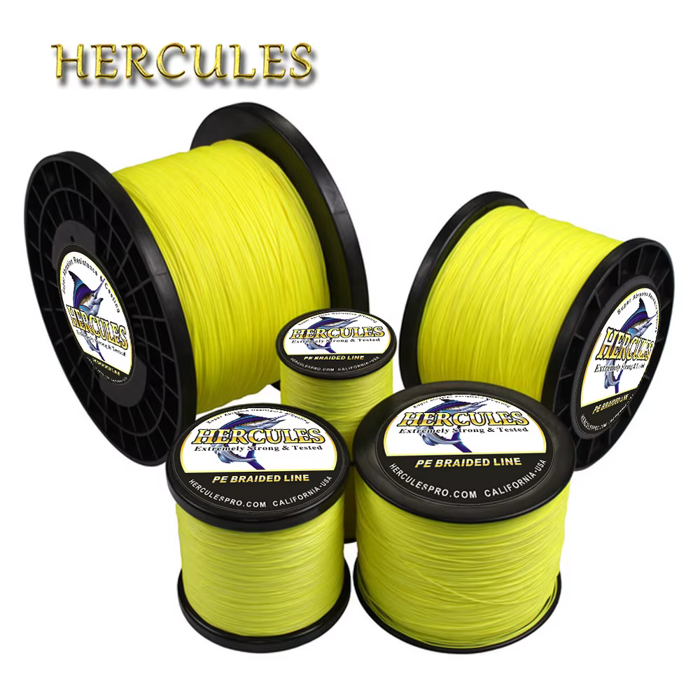 Hércules hilo trenzado 8 hebras amarillo fluorescente para pesca