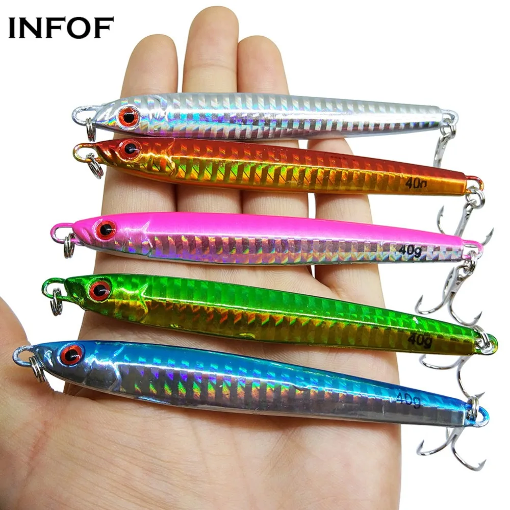 INFOF Señuelos de arrastre de metal con anzuelo triple – salada - imagen 2