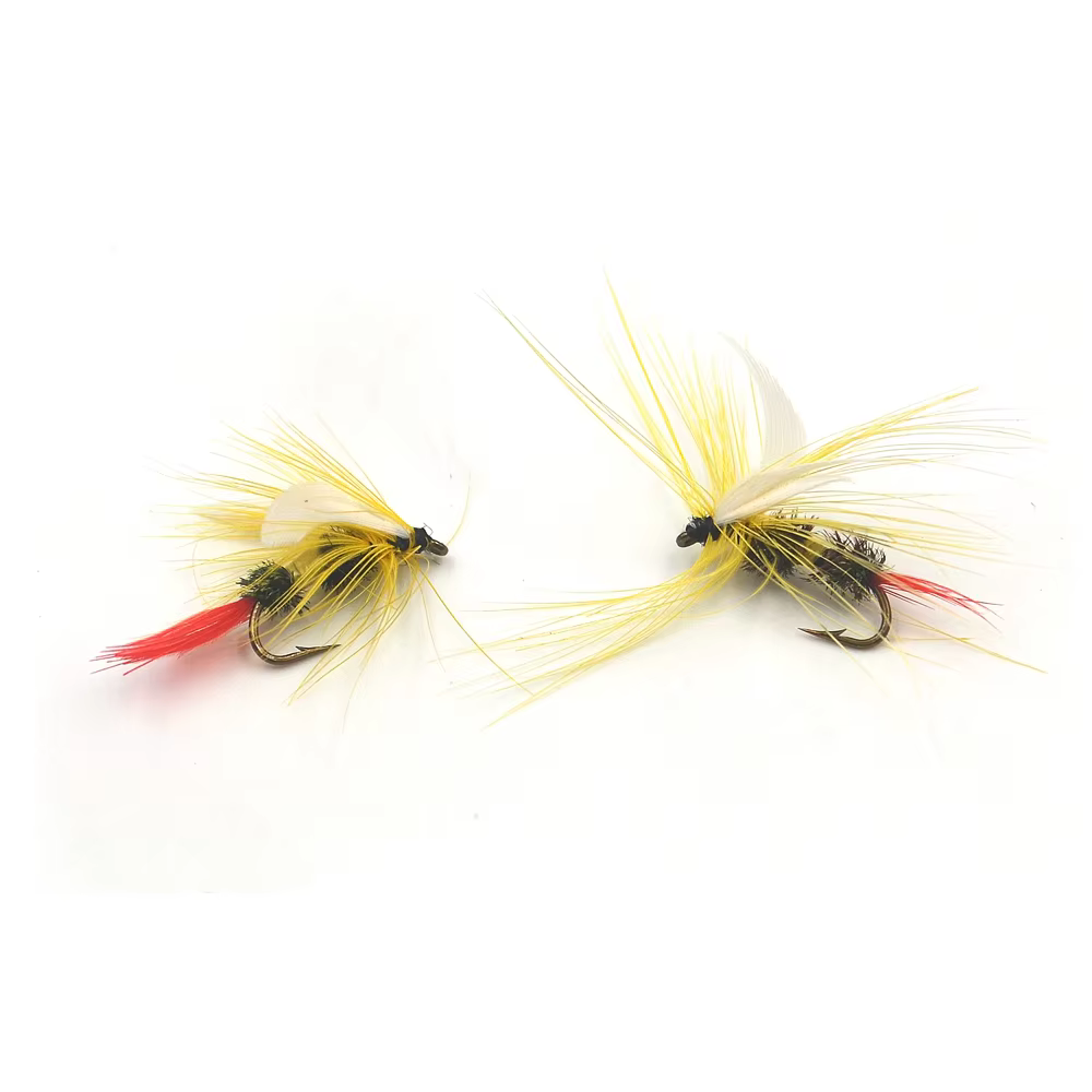 MNFT Royal Wulff Coachman Amarillo Ala Blanca Pesca con mosca Lubina - imagen 2