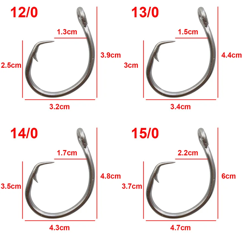 Circle Hook 39960 – Acero inoxidable para atún blanco 8/0-14/0