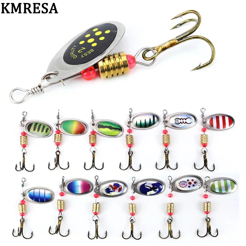 Wobbler Crankbait de metal con lentejuelas y anzuelo giratorio - imagen 5
