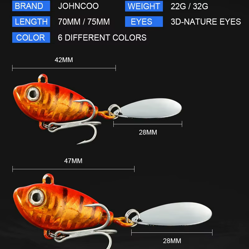Cuchara giratoria JOHNCOO 22g-32g – Señuelo vertical para pesca