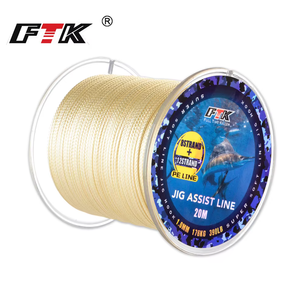 FTK 20M Línea Trenzada PE 12+8 Hilos – Pesca Marina y Jigging