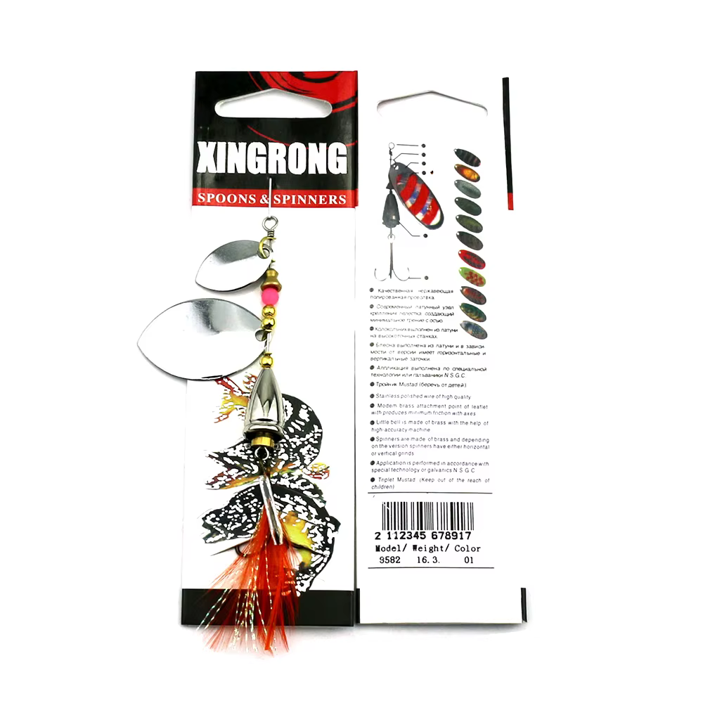 Spinner metálico con doble lentejuelas y plumas para lubina - imagen 5