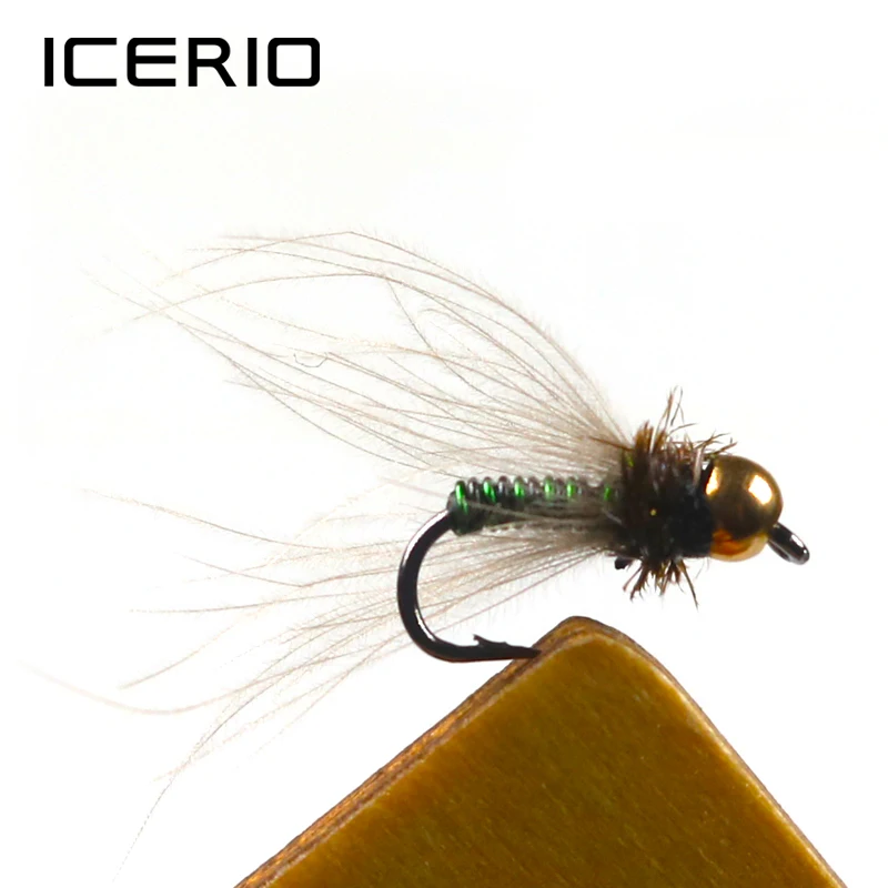 Señuelo Icerio Bead Head latón verde #14 para trucha - imagen 2