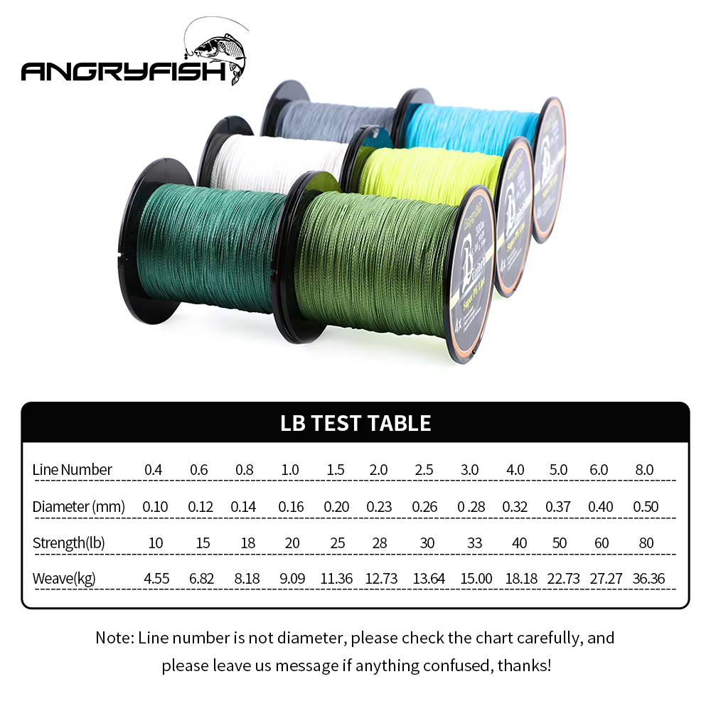 Angryfish línea de pesca trenzada 4 hebras súper PE para agua salada - imagen 3