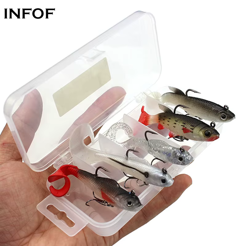 Set 5 Señuelos Suaves INFOF – Vinilo Realista Swimbait - imagen 3