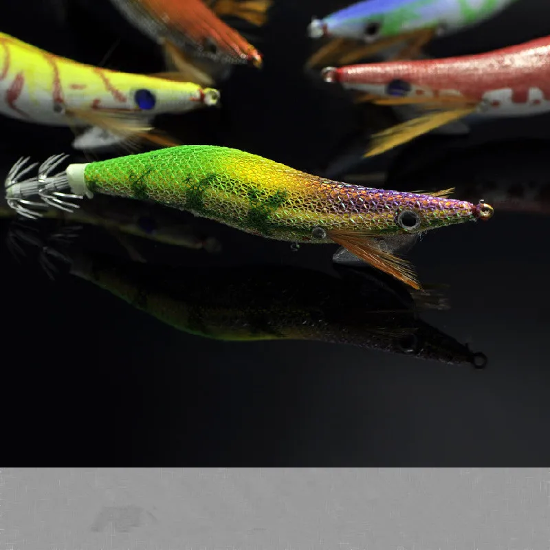 Señuelo EGI luminoso para calamares y camarones, gancho de madera - imagen 4