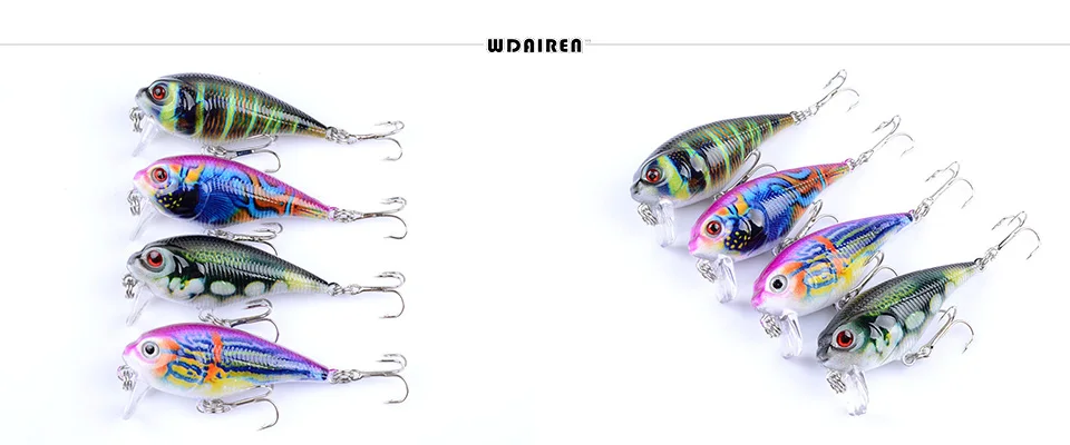 Señuelo crankbait WDAIREN vista lateral con colores llamativos