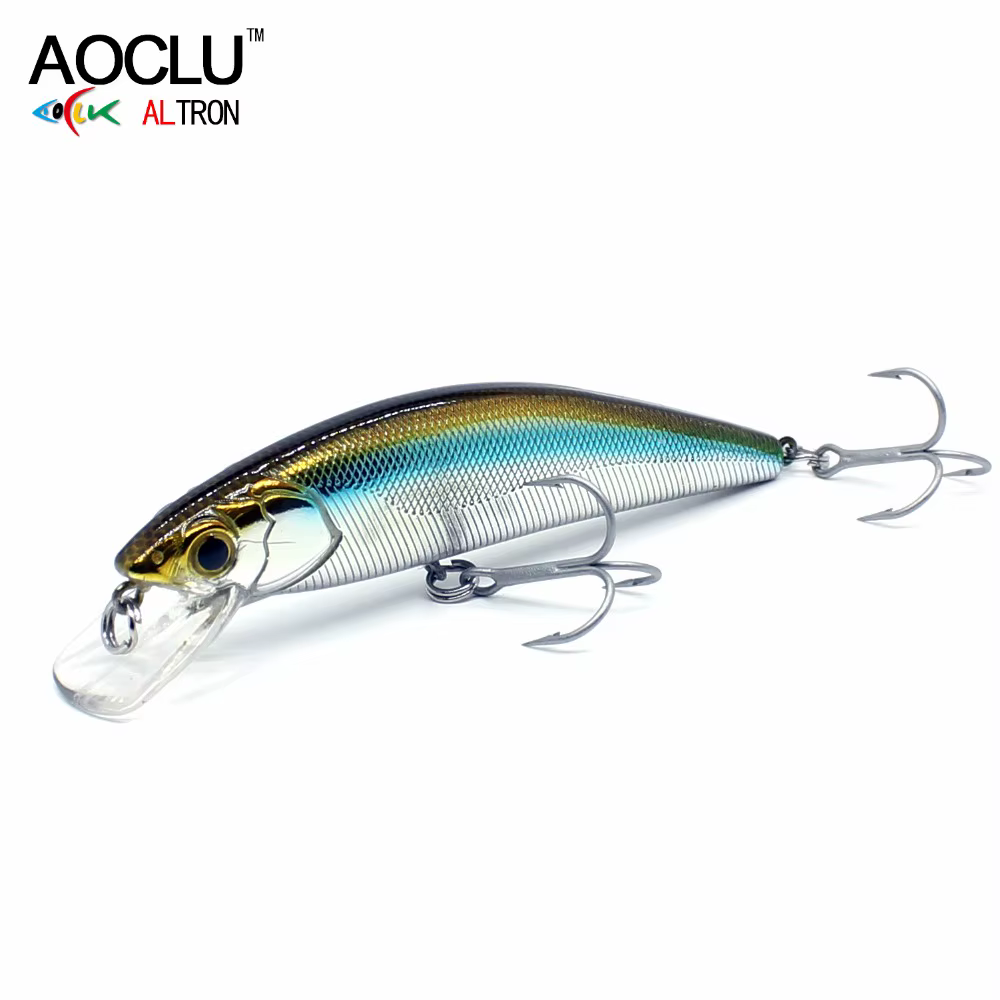 AOCLU Wobbler Jerkbait 95mm lubina flotante VMC gancho cuerpo plano - imagen 3
