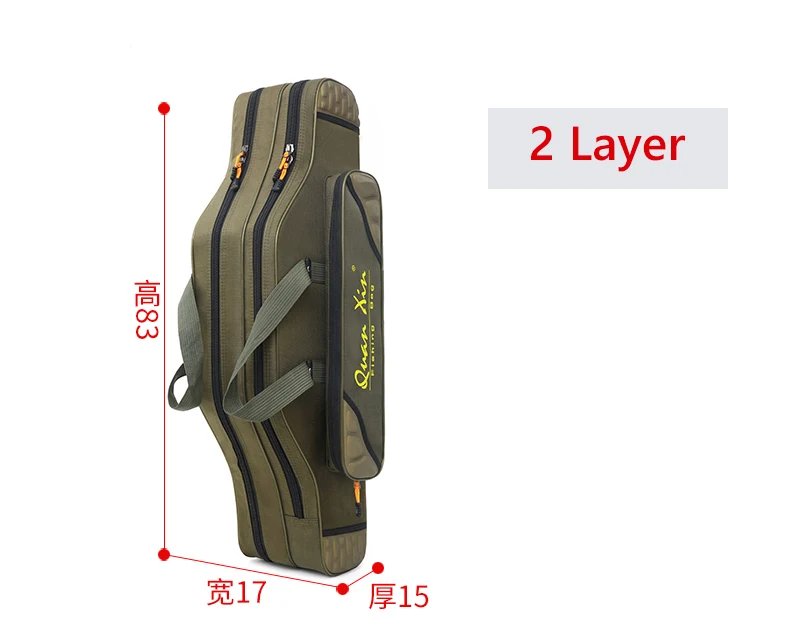 Bolsa de pesca Oxford desplegada con compartimentos