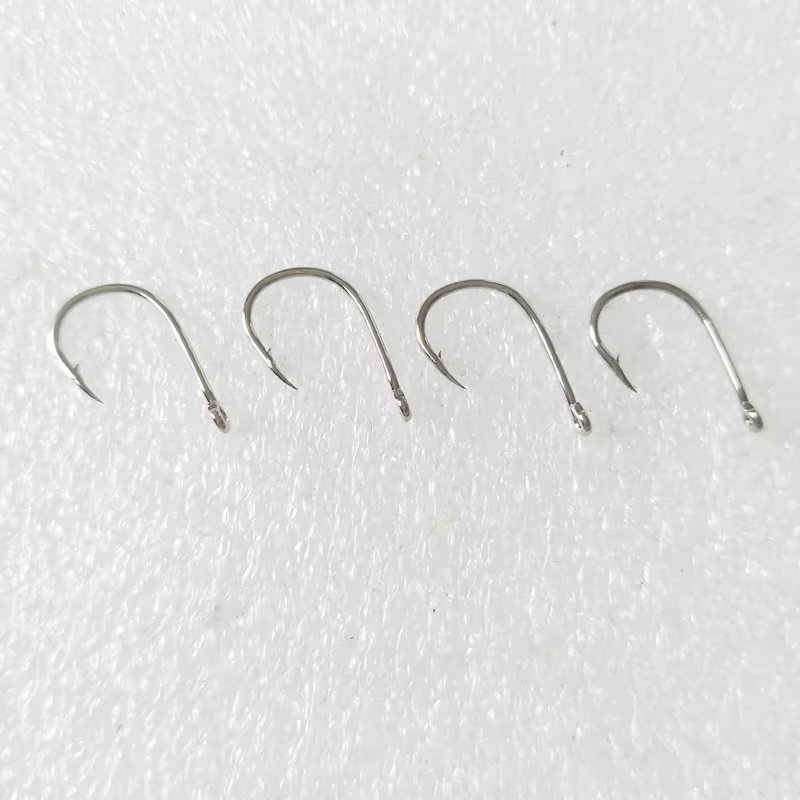 Anzuelos Jig Head circulares carpa con ojo y púas plateados blancos - imagen 3