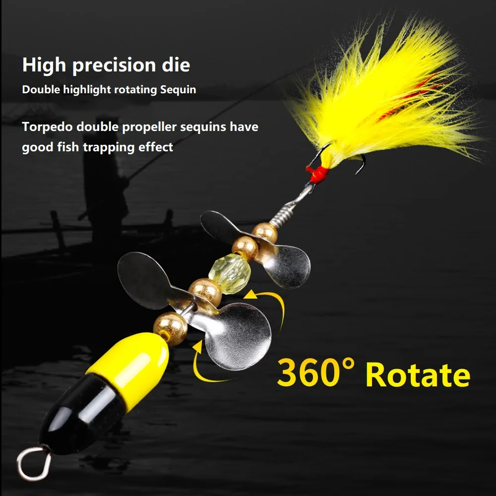 MAGBLUE Señuelo metal oscilante hélice giratoria pluma gancho triple - imagen 5