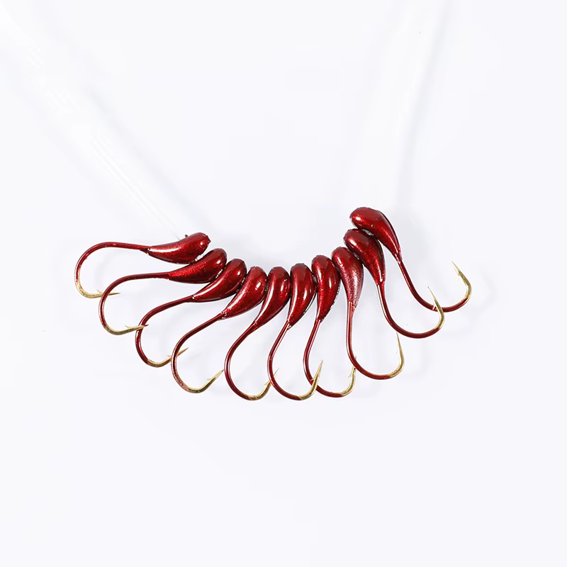 Anzuelos Jig Head Rojo – Plomo con Vinilo para Hielo - imagen 3