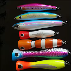 Swolfy Señuelo de Superficie Popper Grande de Madera para pesca