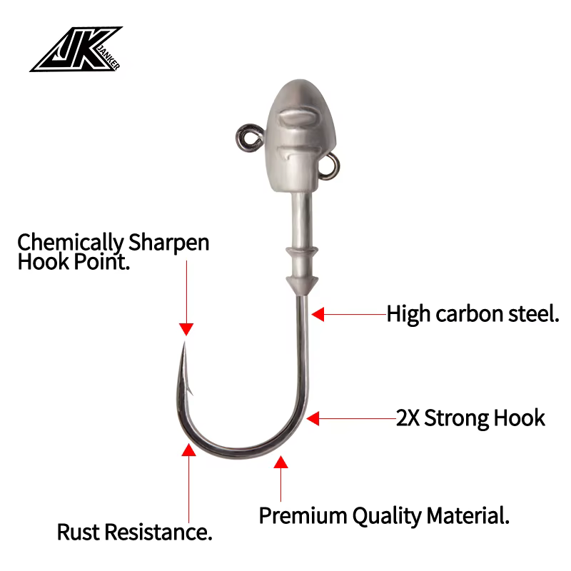 JK SH Anzuelo Jig Head niquelado negro 2X – Fuerte para agua salada - imagen 4