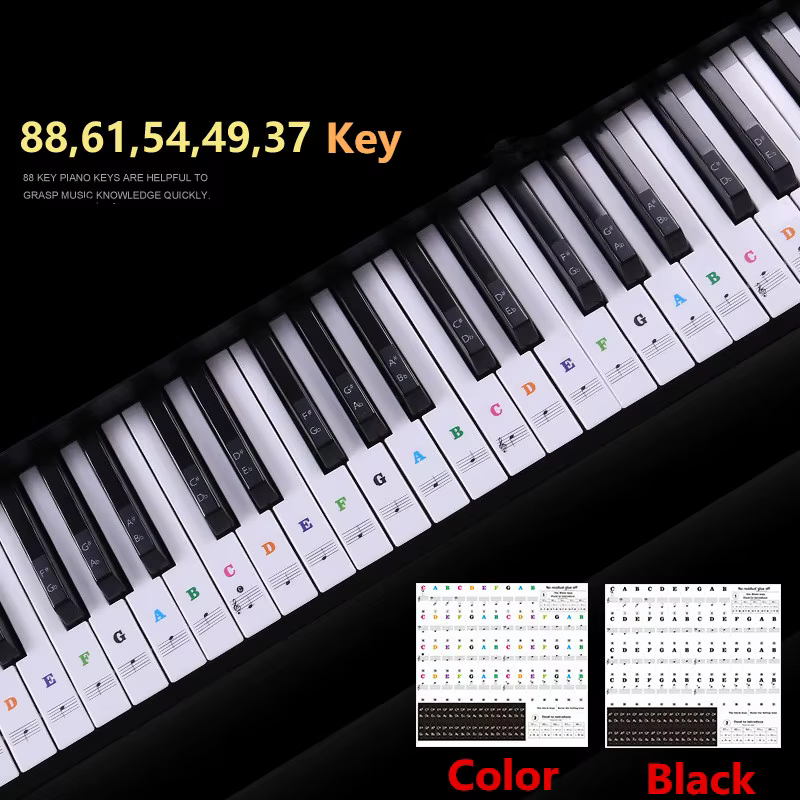 Pegatina de teclado de piano mostrando espectro musical