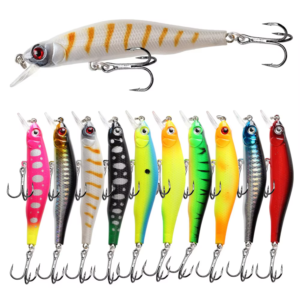 Crankbait pececillo con ojos 3D para lubina y lucio