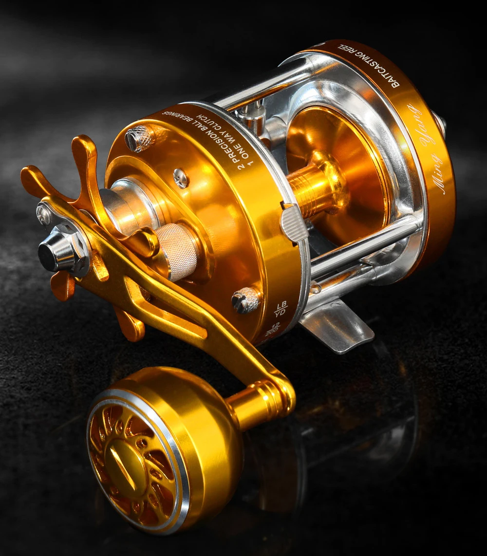 Carrete de baitcasting metálico para pesca en mar