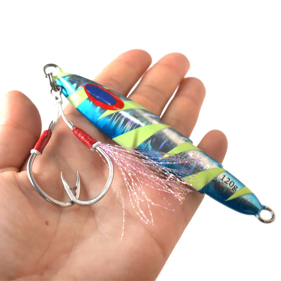 Cuchara jigging luminosa metálica con anzuelo de asistencia - imagen 4