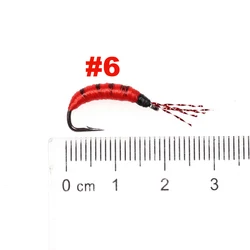 Bimoo Red Miracle Midge #6 – Ninfa Buzzer Rainbow Brown para pesca con mosca