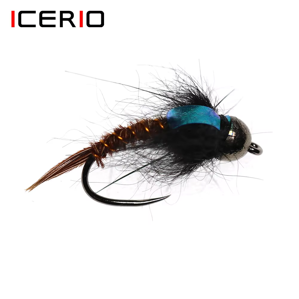 ICERIO Caddis Nymph Barbless con tungsteno – Señuelo estilo checo