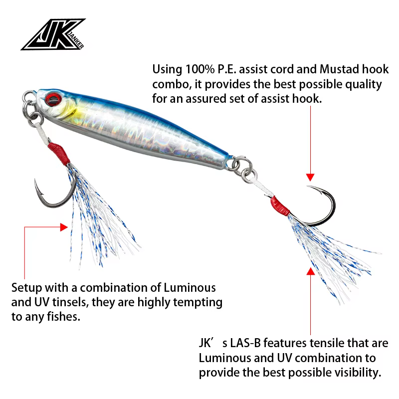 Iseama JK LAS-B anzuelos luminosos de acero al carbono para pesca - imagen 5