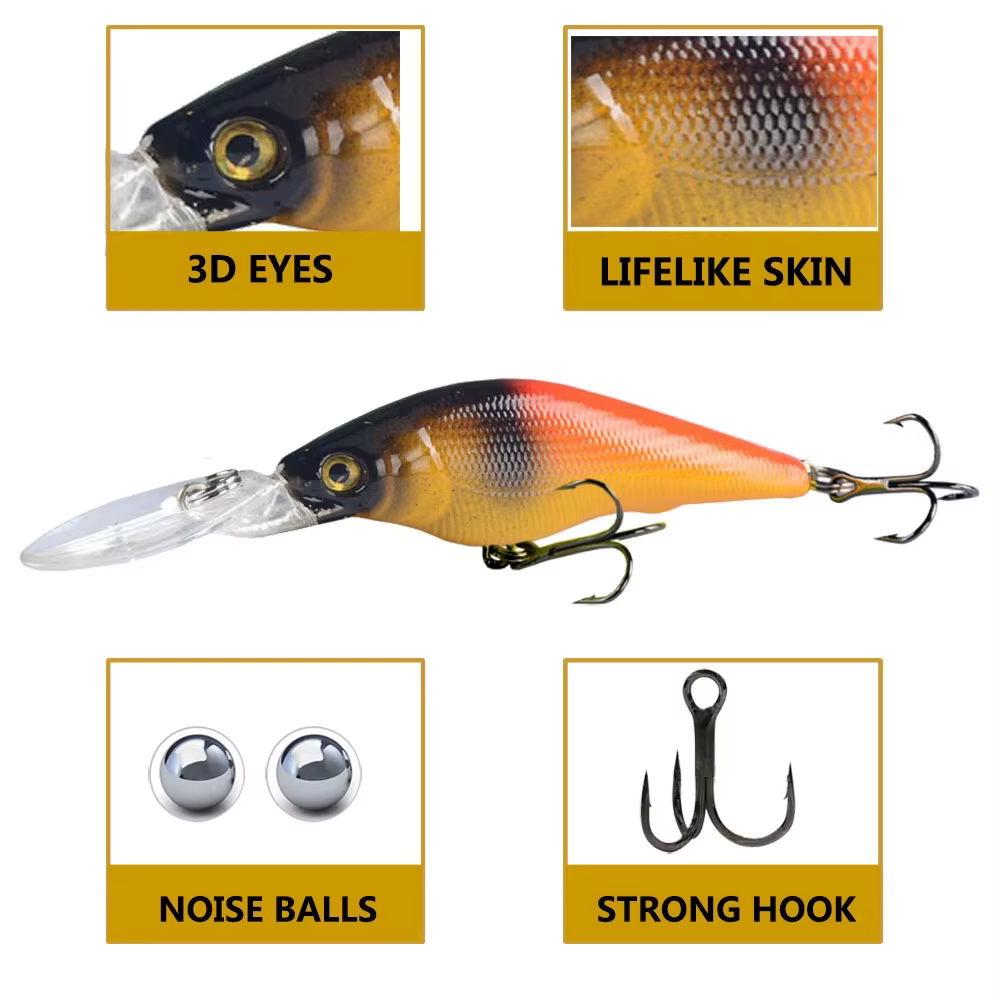 Wobbler Minnow 90mm flotante para lubina y carpa - imagen 2