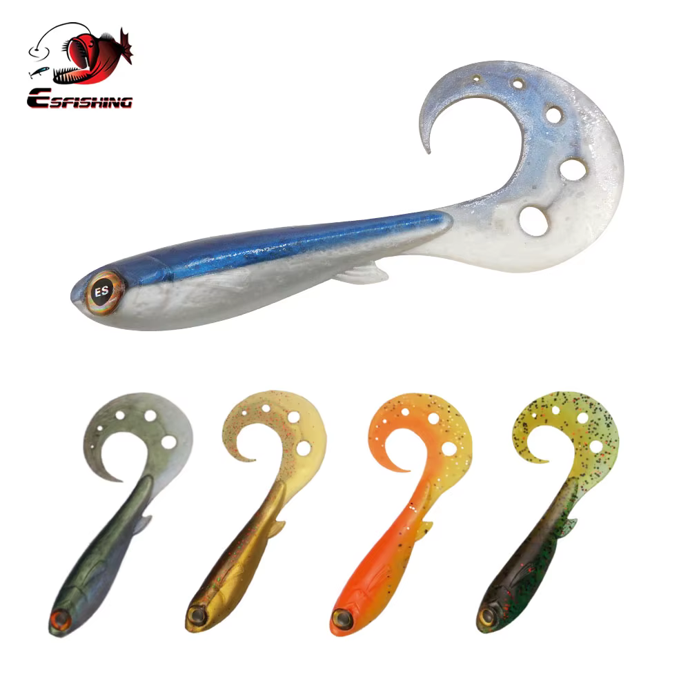 Señuelo Suave Esfishing Swimmer 100mm – Cebo rizado Twister para lubina y lucio - imagen 5