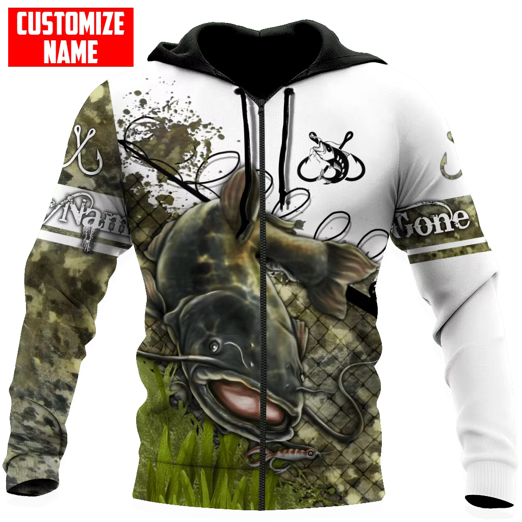 Sudadera camuflaje pesca Gone Fishing – Capucha unisex - imagen 5