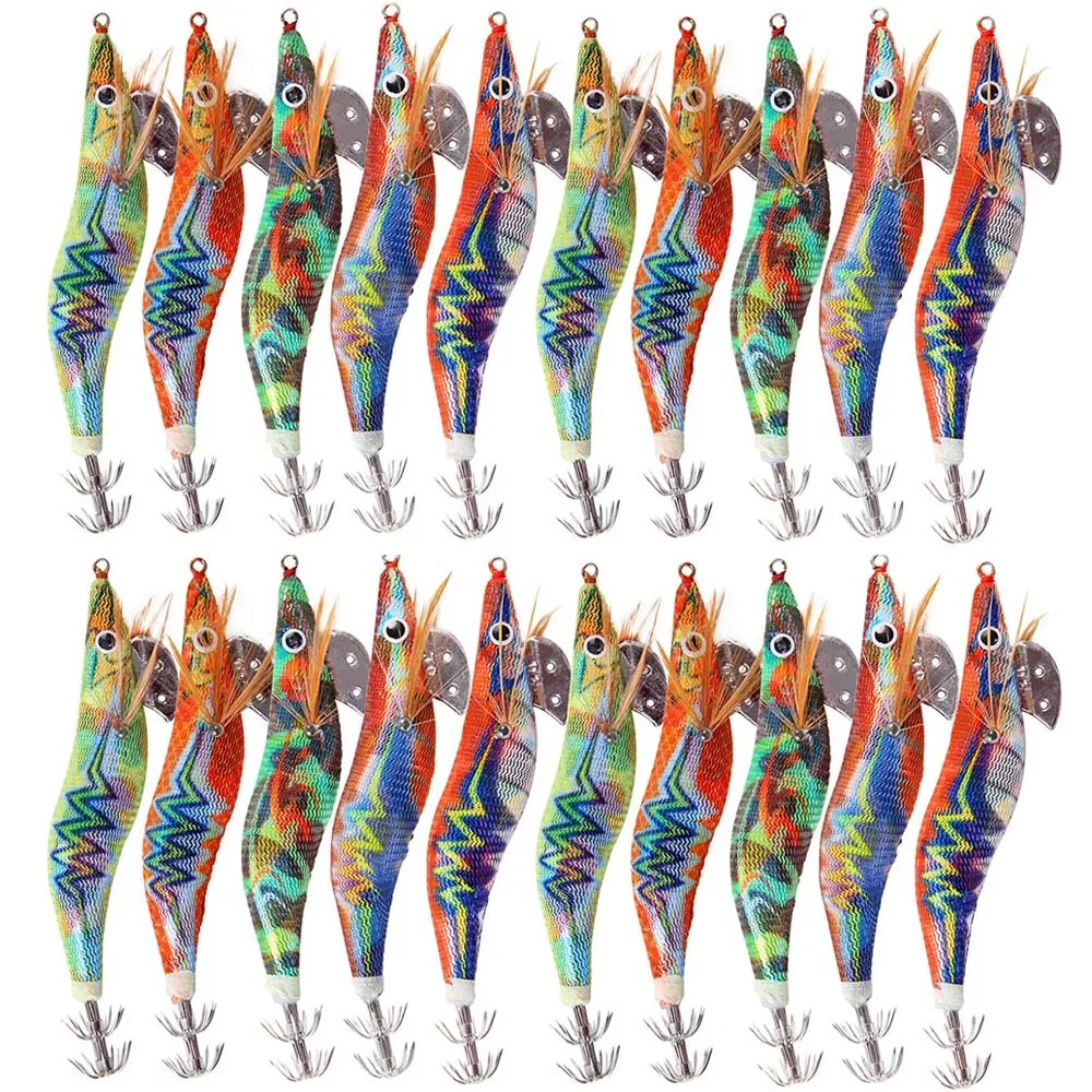 Señuelo de camarón de madera con colores brillantes