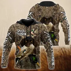 Sudadera capucha estampado 3D caza de patos labrador camuflaje unisex