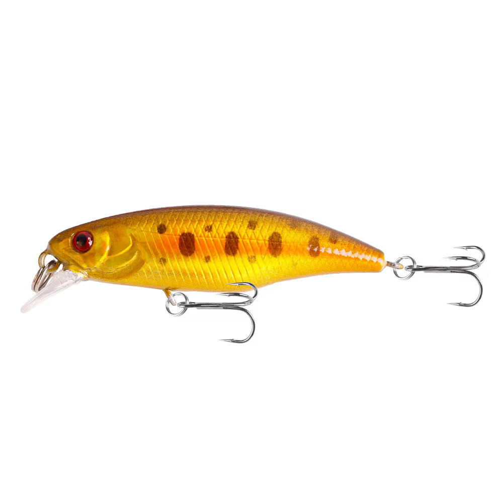 Señuelos minnow Prunanm organizados en estuche