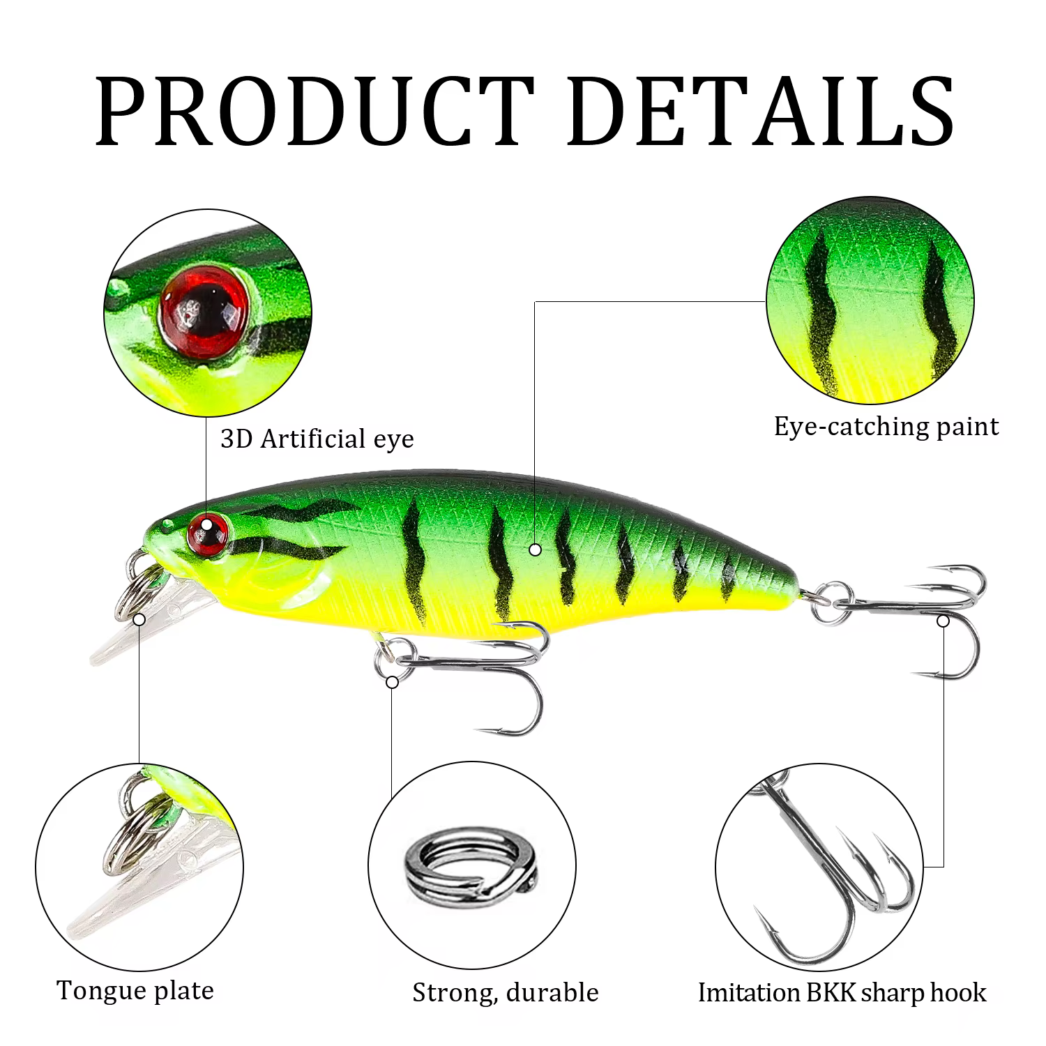 Minnow 55mm hundimiento lento – Señuelo duro para lubina y trucha - imagen 3