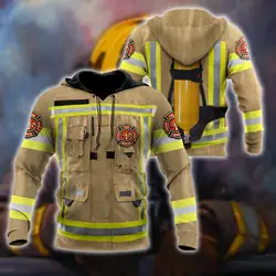Sudadera con capucha y cremallera – Estampado 3D bombero hombre