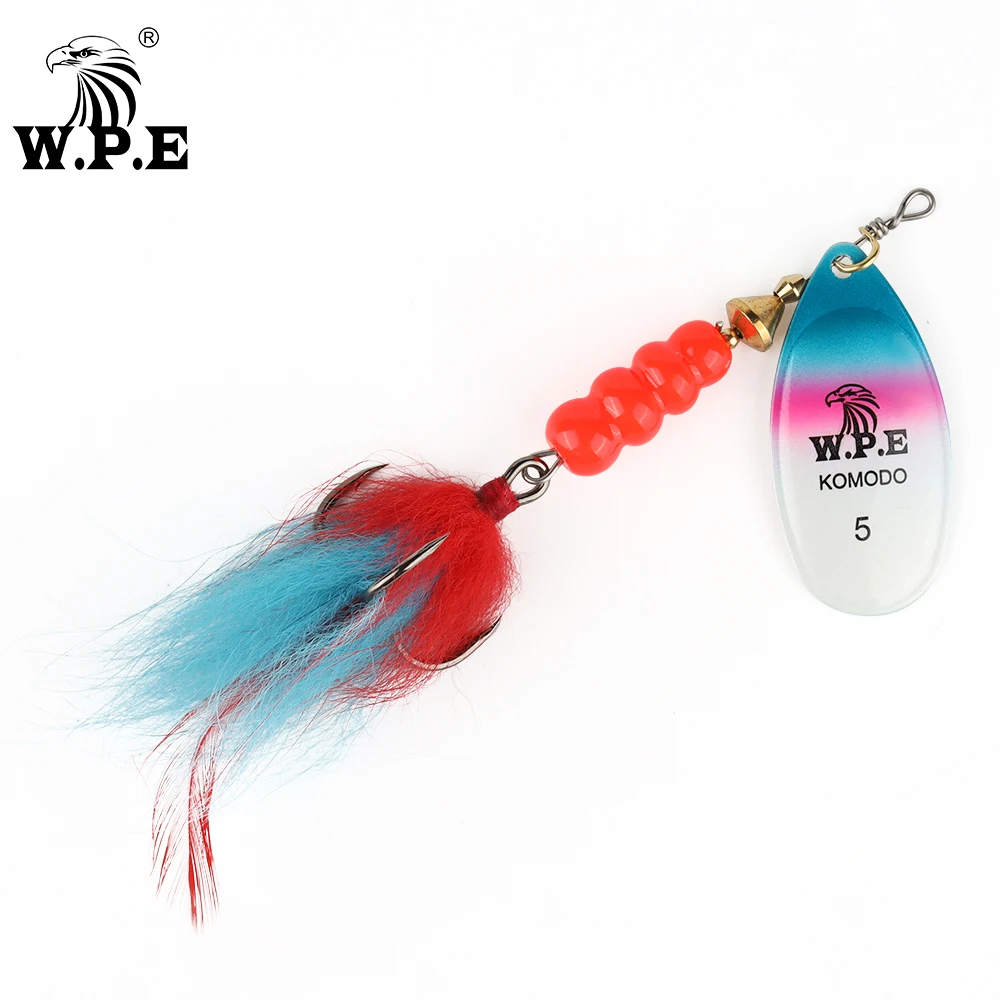 W.P.E Señuelo giratorio cuchara plumas metálicas – Cebo multicolor