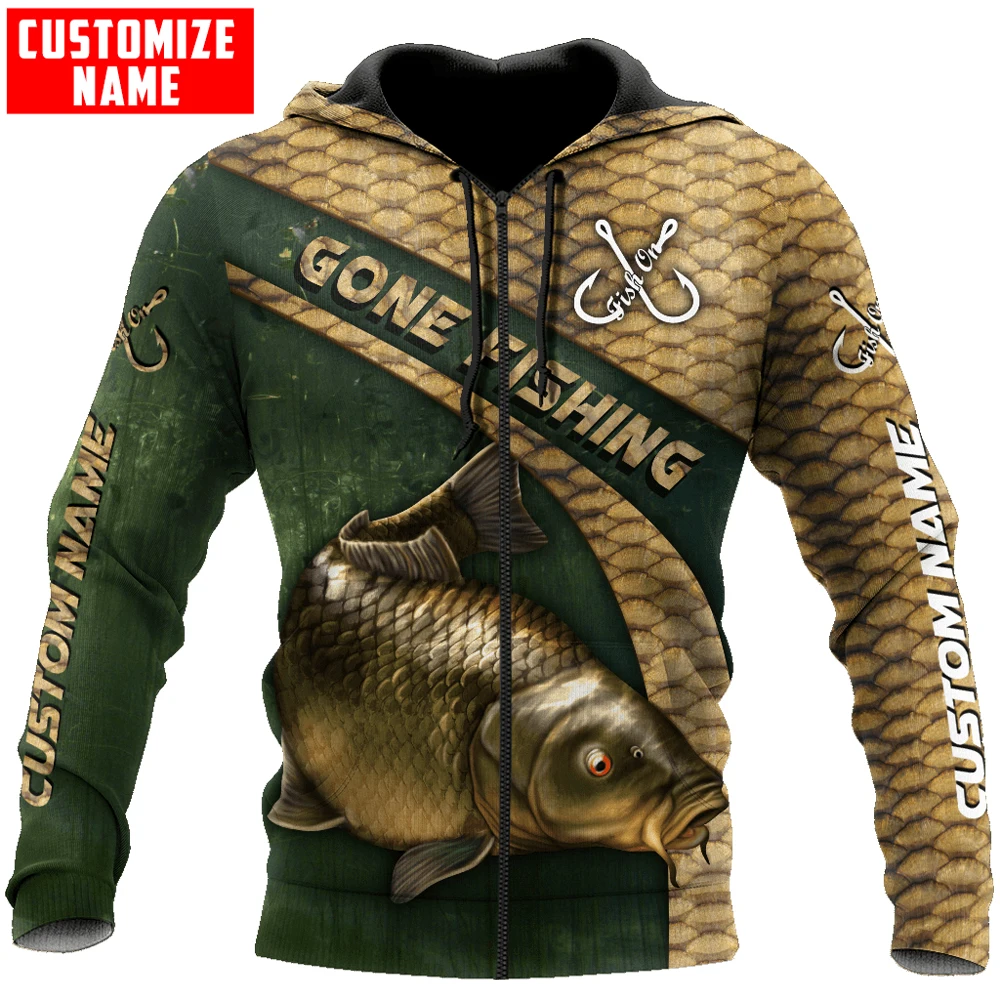 Sudadera camuflaje pesca carpa 3D con nombre hombre cremallera - imagen 5